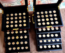 Presidential Dollar Coins-39 Presidents 5 Coins Ea 195 Coins + Wooden Box Chests