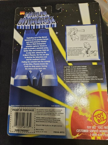 1996 ToyBiz Marvel Universe NIP Dark Phoenix Light Up, Hair,Eyes Marvel Comics - Picture 6 of 6