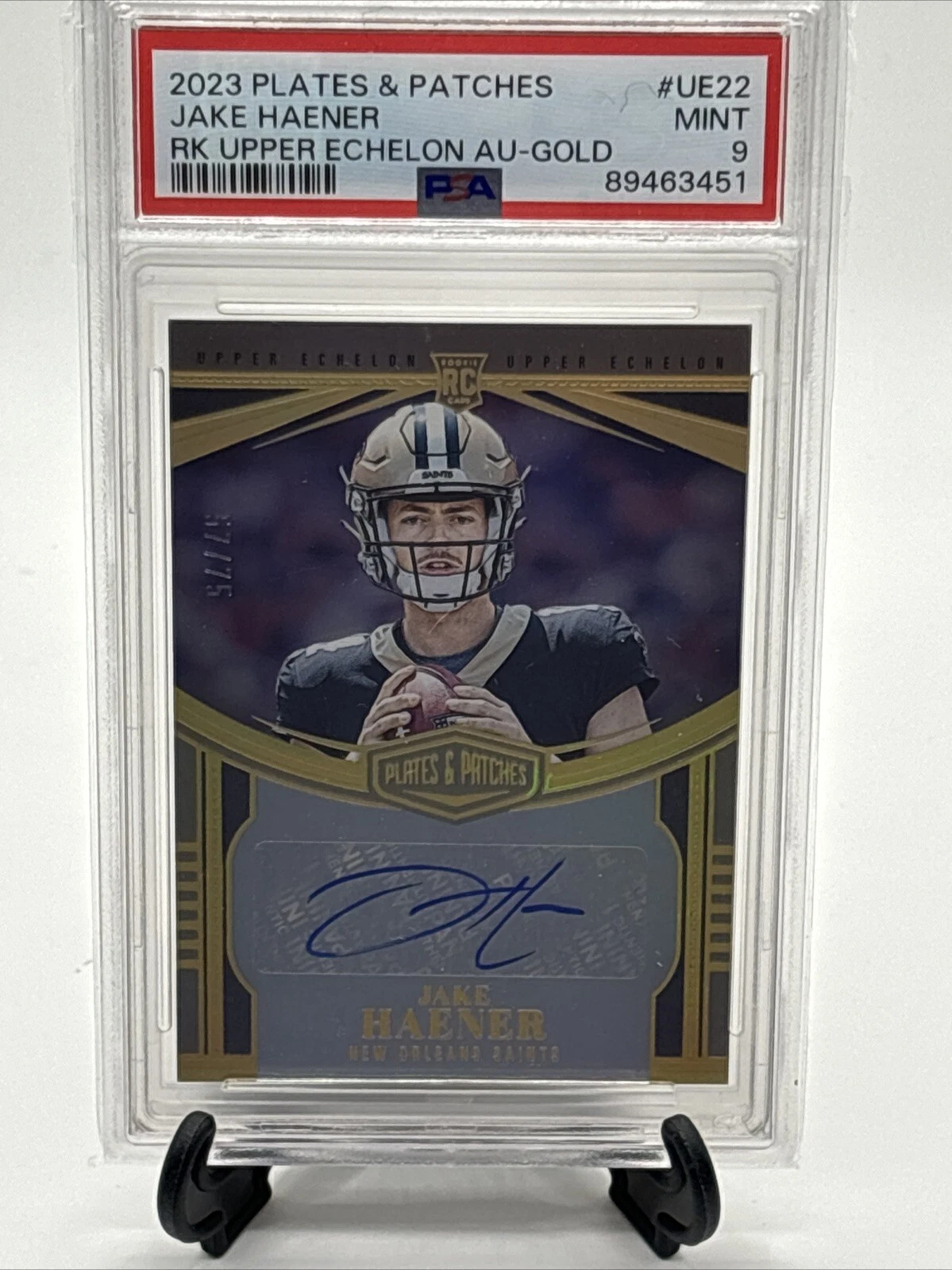 Jake Haener Panini Plates & Patches Rookie Upper Echelon Autographs #UE22 Gold