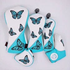 Butterfly White Golf Head Cover Fairway Wood Head Cover Wood Hybrid Head Cover