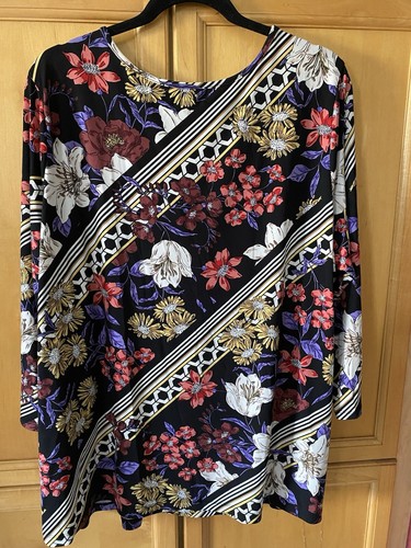 Liz Claiborne Career Woman Floral Long Sleeve Tunic 2X Multicolor Blouse - Picture 4 of 4