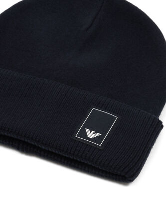 帽子 00s ARMANI Navy Wool Beanie Emporio Armani beanie men EM000431AF10401UB118 Iconic Blue