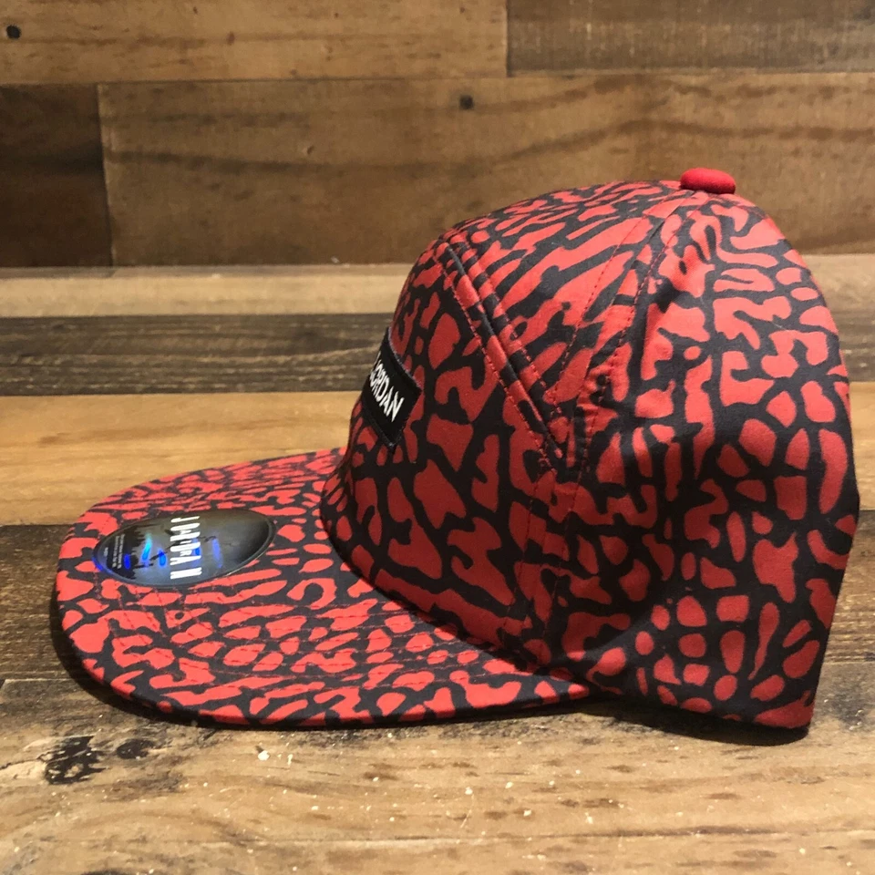 Boné Jordan chapéu alça masculino vermelho preto 5 painéis elefante cimento streetwear adulto - Imagem 4 de 4