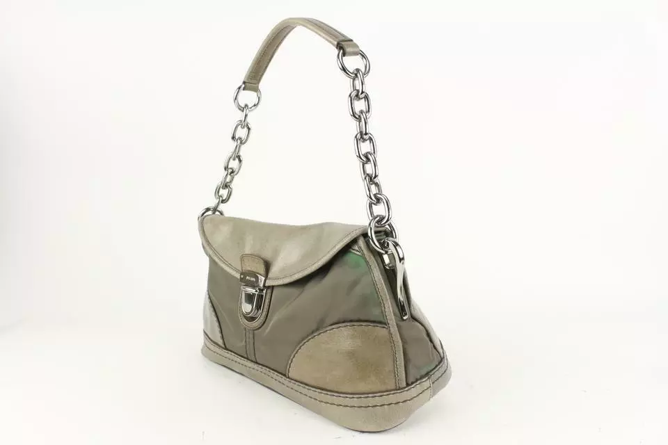 Prada Vintage - Leather Chain Shoulder Bag - Brown - Leather