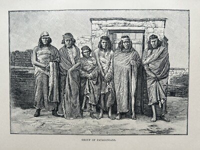 1894 Ansicht der Ureinwohner Patagoniens, Argentinien Original antiker Druck
