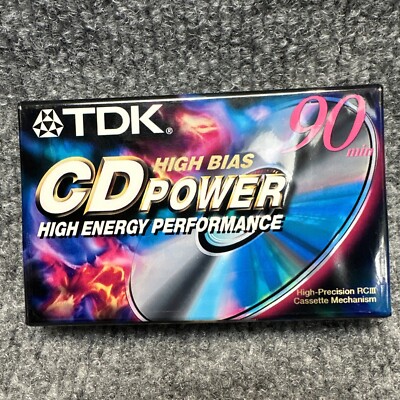 New TDK CD Power High Bias 90 Min blank audio cassette Type II New Sealed