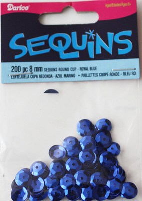 Darice Economy Craft ~ CUP SEQUINS ~ Size: 8mm Color: ROYAL BLUE  Qty in Pk: 200