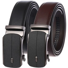 HJones Trend Men's Leather Belt Automatic Buckle Belt Black Brown Waist Strap
