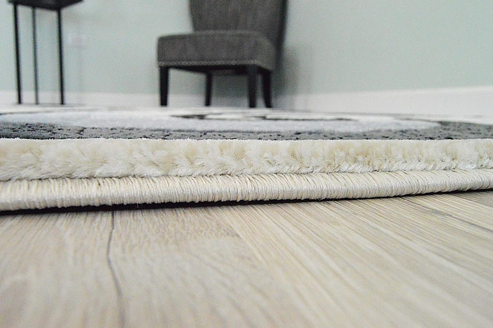 Alfombra abstracta contemporánea moderna tallada premium 327 gris arena beige 7'9''x10'8 Foto 4 de 4