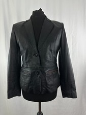 Womens Leather Jacket Jenifer Julia Black L Size 16 Biker