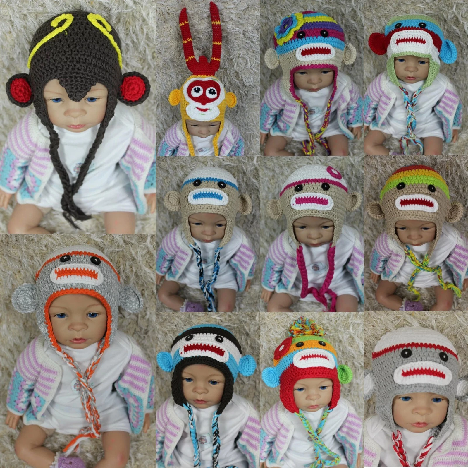 Wholesale Lot 10 Handmade Knit Crochet Hat Newborn Baby Kids Sock Monkey Hat Cap
Opens in a new wind