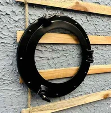 Nautical Aluminium Porthole With Transparent Glass Black Antique Finish Wall dec