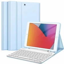 Bluetooth Keyboard Case for iPad 9th Gen (2021) 10.2 inch Folio Stand Back Cover