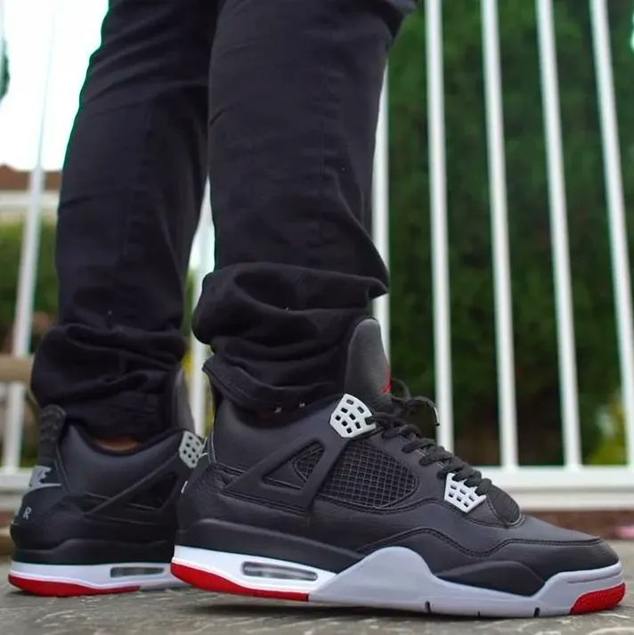 Air Jordan 4 Retro Bred Reimagined Black Red Grey Men's Air Jordan 4 Retro Bred Reimagined Black Red Grey Men's