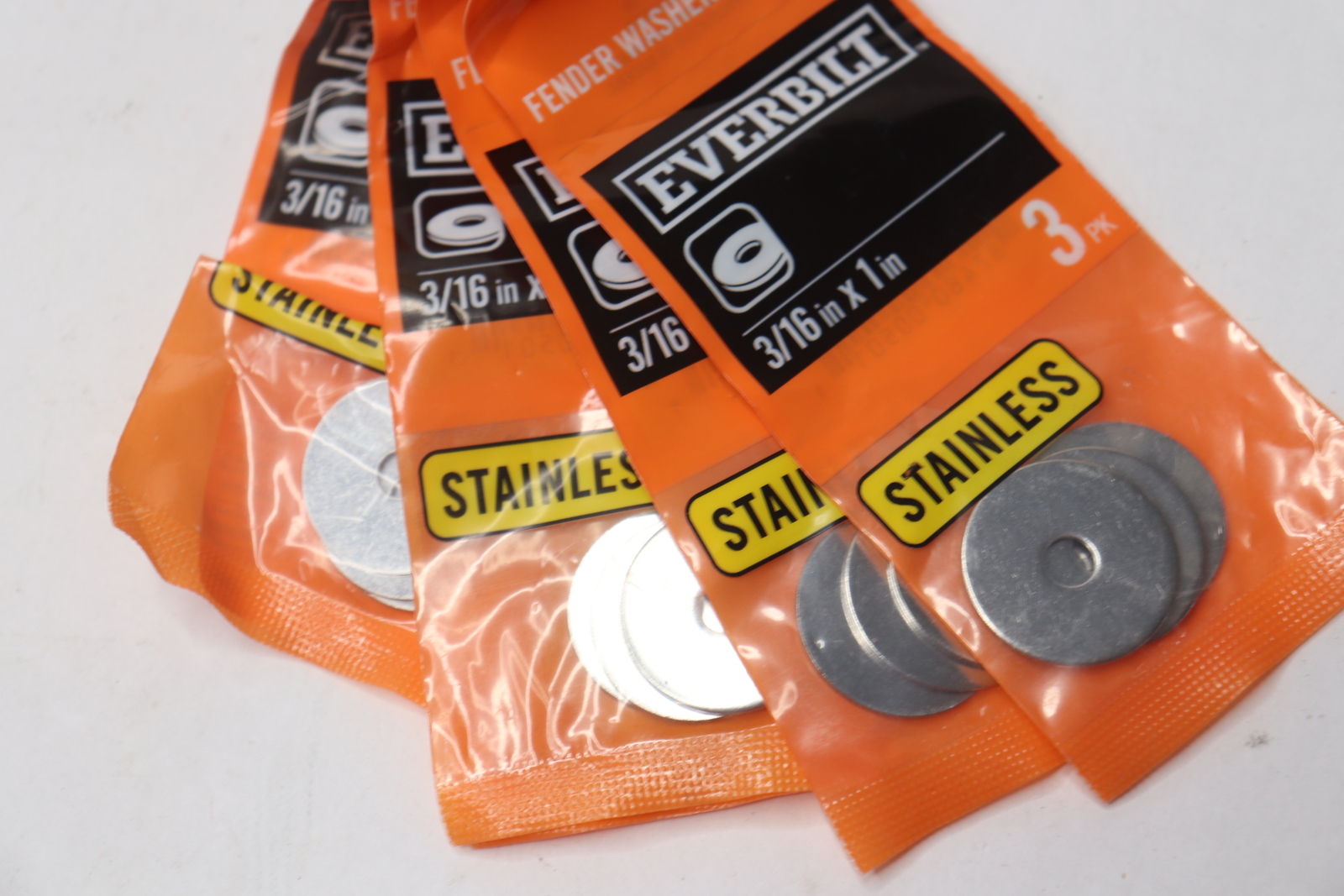 (12Pk) Everbilt Fender Washer Metallic Stainless Steel 3/16" x 1" 207