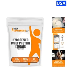 Unflavored Hydrolyzed Whey Protein Isolate - 30g Protein, Gluten-Free 100g Pack