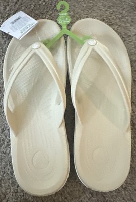 NEW Crocs Mens 11 Womens 12 Crocband Flip Flop Sandals White  display picture 1