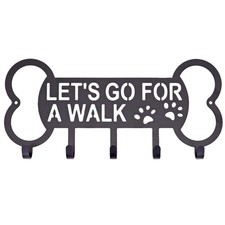Wall Dog Leash Holder with 5 Hooks, Decorative Metal Dog Leash Hanger and Org...