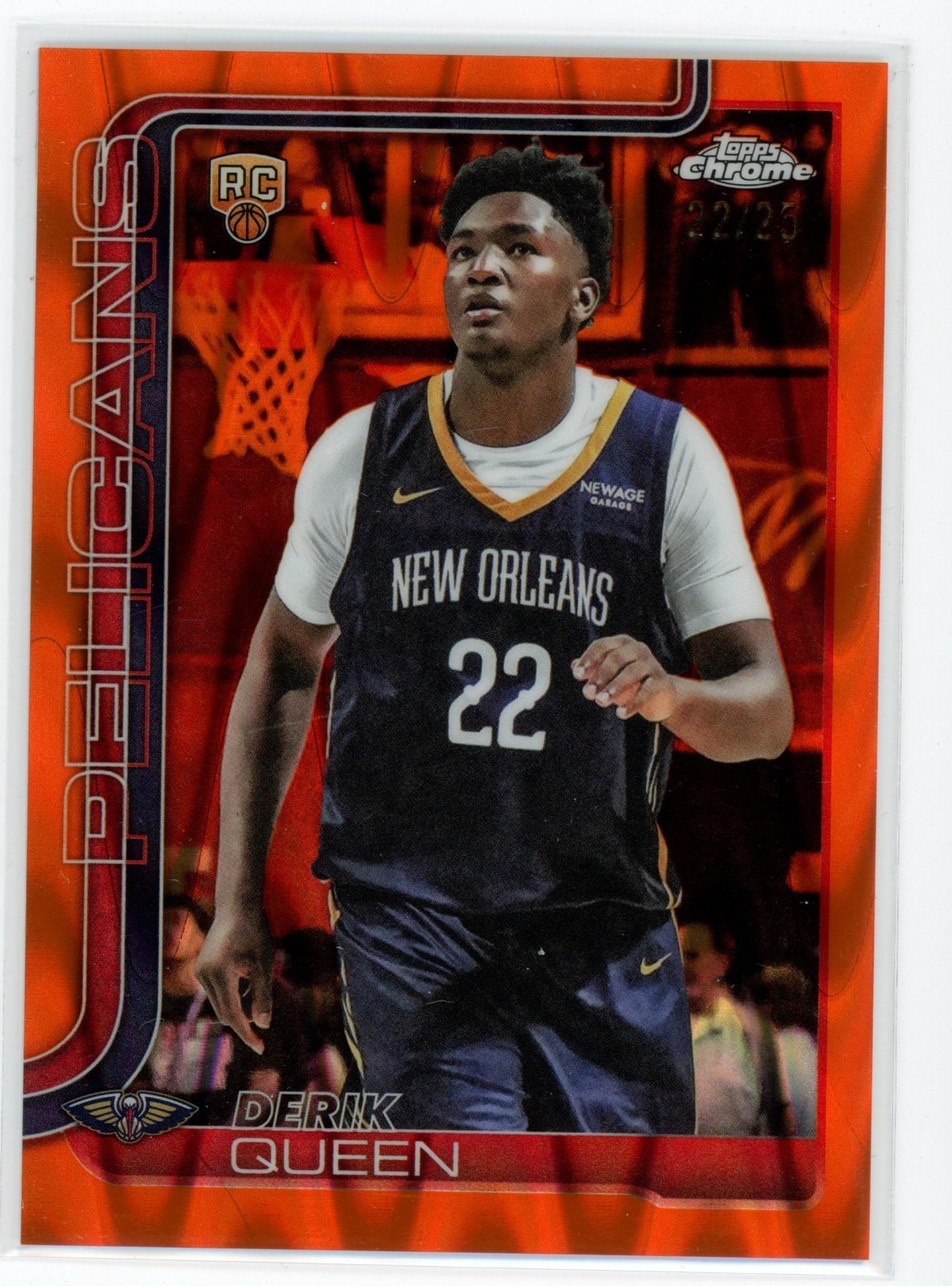 Derik Queen 2025 Topps Chrome Rookie Orange RayWave #22/25 JERSEY NUMBER #263