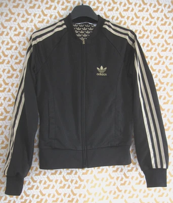 Veste Adidas Originals Trefoil noir et bandes Or Trefoil Femme vintage - 36 - Photo 1/4