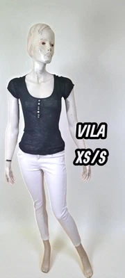 Vila Clothes Taille 34 haut top tee shirt manches courtes noir femme - Photo 1/4