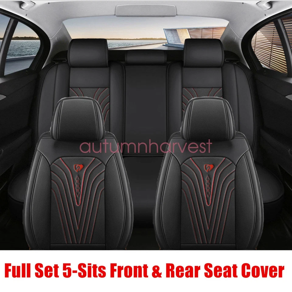 Juego completo de 5 asientos funda de asiento de coche impermeable cojín protector de cuero para Chrysler Foto 4 de 4