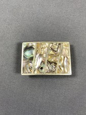 VINTAGE MEXICAN ALPACA SILVER  INLAID ABALONE BELT BUCKLE  MEXICO