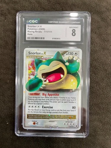 Snorlax LV.X UR 111/111 2009 Pokemon Platinum Rising Rivals Holo Graded CGC 8 NM