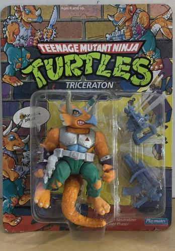 TMNT Triceraton 1990 Playmates Unpunched Sealed Vintage NINJA TURTLE FIGURE NICE