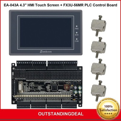 Samkoon EA-043A 4.3'' HMI Touch Screen w/ FX3U-56MR PLC Control Board High-Speed-