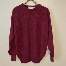 Vtg Men Large Cotton Fisherman Sweater Lord Jeff Chunky Cable Knit Grandpa Baggy