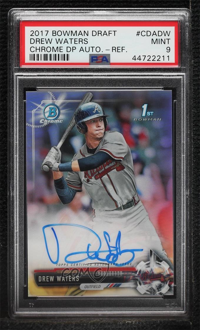 2017 Bowman Draft Chrome Pick Refractor 150/499 Drew Waters PSA 9 MINT Auto 3y6
