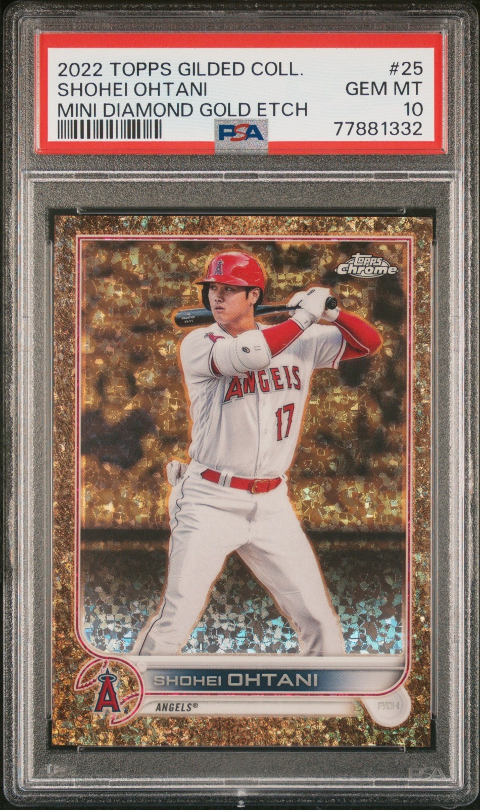 2022 Topps Gilded Collection Shohei Ohtani #25 - Mini Diamond Gold /50 - PSA 10