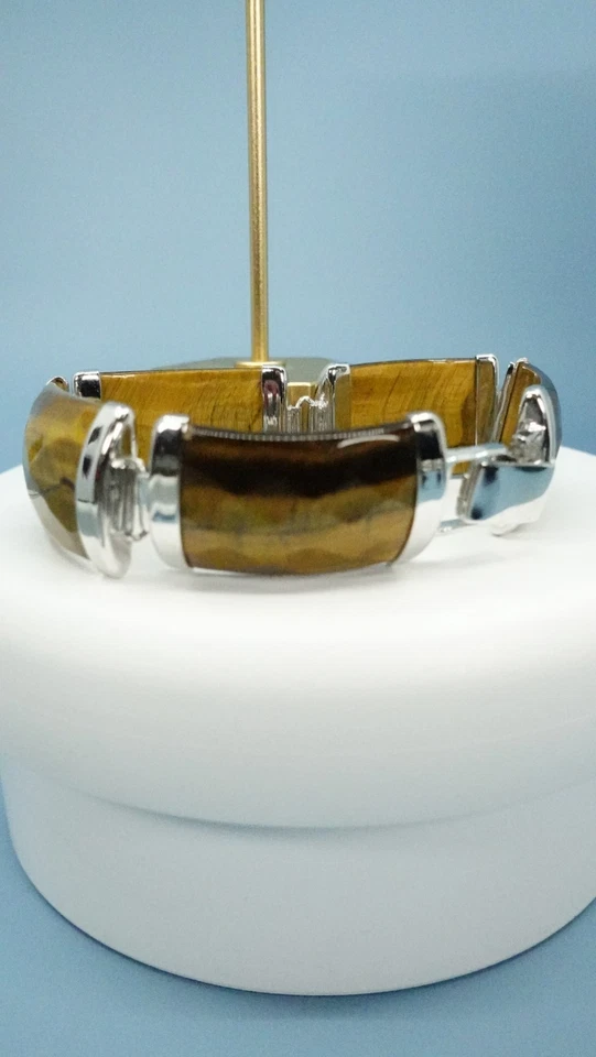 Pulsera y pendientes de piedra y ley ojo de tigre Foto 3 de 4