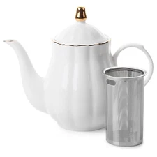 BTaT- Porcelain Tea Pot with Stainless Steel Infuser, 32 oz, White, Tea Pot w...