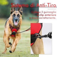 Pettorina Cane XL, Ad H Regolabile Con 2 Ganci Anti Tiro Catarifrangente Rossa