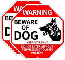 Beware of Dog Sign,2 Pack-Aluminum 9.8"x9.8",Beware of Dog Sign for Fences, Weat