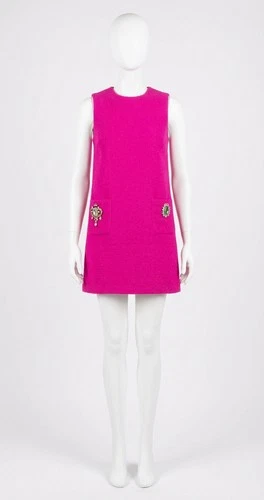 Moschino Crystal-Embellished Mini Dress Neon Pink
