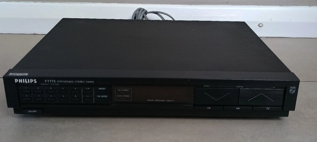 Sintonizador estéreo digital sintetizado AM/FM Philips FT772 negro vintage de los años 80