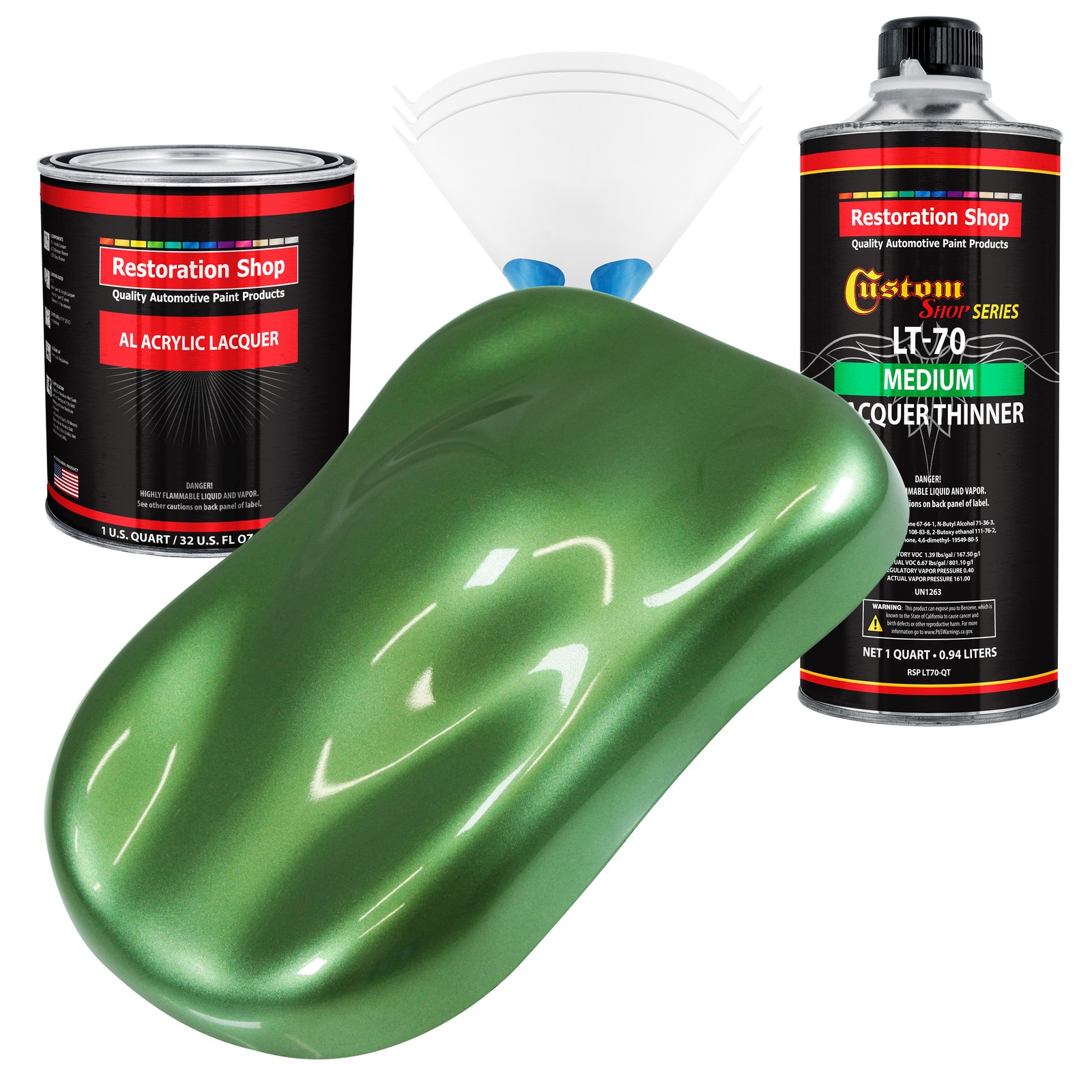 Medium Green Metallic Acrylic Lacquer Quart Auto Paint Kit with Thinner