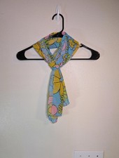 Vintage Bright Funky Floral Pattern Scarf with Blue, Yellow, Pink and Green