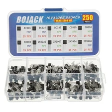 BOJACK 10 Values 250 Pcs A1015 BC327 BC337 C1815 S8050 S8550 2N2222 2N2907... 