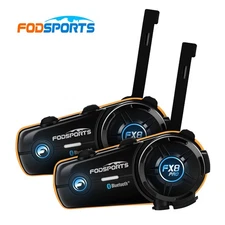 2x FX8 Pro Bluetooth Motorcycle Helmet Intercom Headset 10 Riders Wireless 2000m