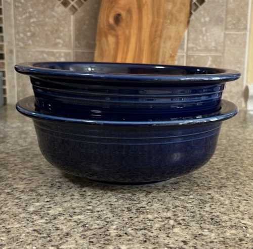 Fiesta~Cobalt Blue~8-3/8" Round~Coupe~Vegetable Serving Bowls~Pair