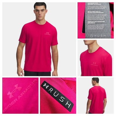 Under Armour  XL Men's T-Shirt Fuchsia Pink Stretch Loose UA Vanish Energy  New
