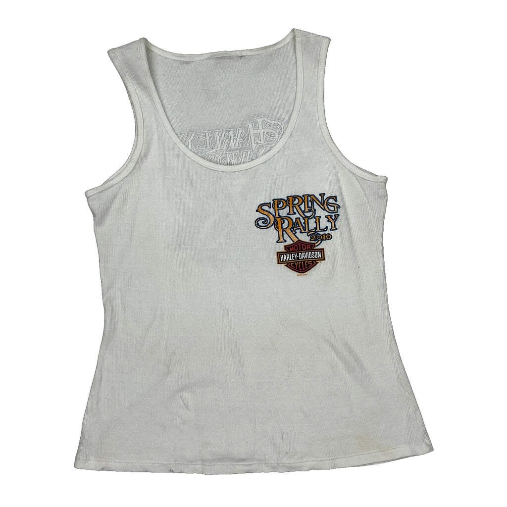 Spring Rally 2010 Harley Davidson Graphic Tank Top - Small White Cotton