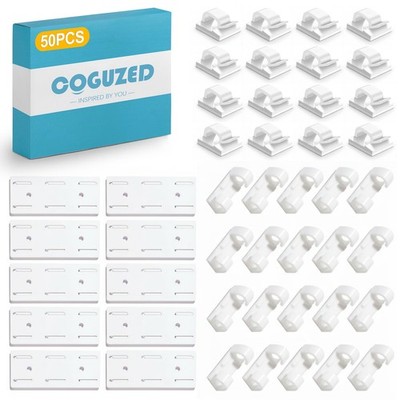 CoguZed 10-Piece Self Adhesive No-Drill Power Strip Holder with White