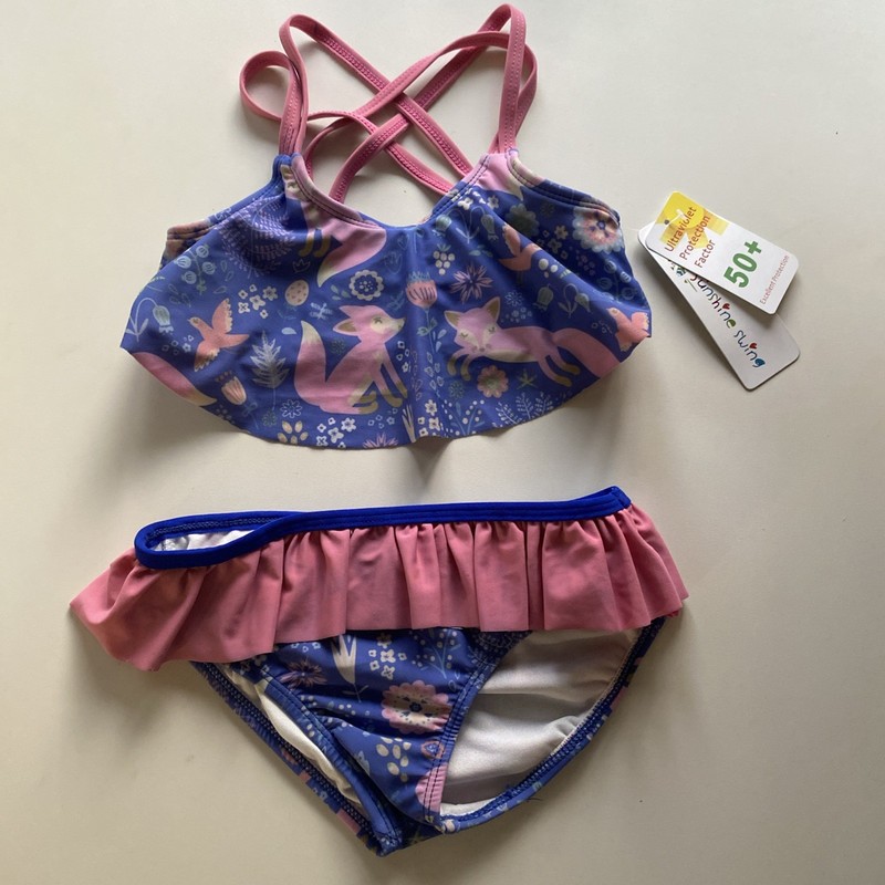 Girls One Piece Bikini Swim Suit Size 5 Fox Print NWT