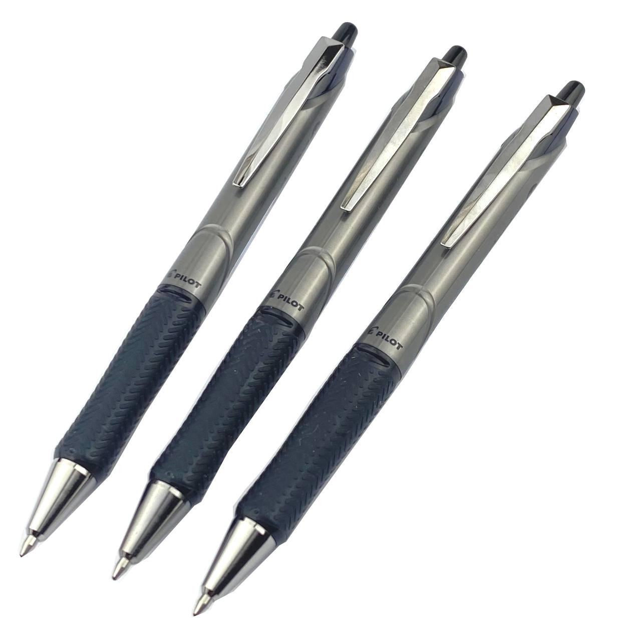 3 x Pilot Acroball Deluxe Begreen Retractable Ballpoint Pens Medium 1.0 - Black