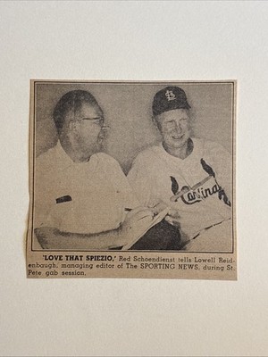 Red Schoendienst Cardinals Lowell Reidenbaugh 1965 Sporting News Baseball 4X4